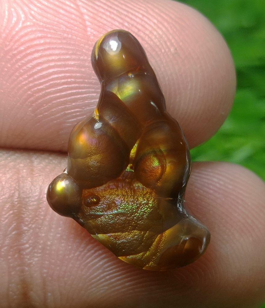 12ct Mexican Fire Agate, Rare Fire Agate, Unique Shape Fire Agate Suitable For Pendant - Perfect gemstone Gift, Rare Gemstone than Diamonds, Dimensions - 23x14 mm