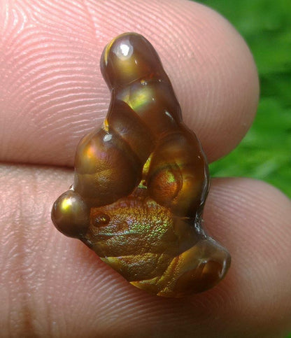 12ct Mexican Fire Agate, Rare Fire Agate, Unique Shape Fire Agate Suitable For Pendant - Perfect gemstone Gift, Rare Gemstone than Diamonds, Dimensions - 23x14 mm