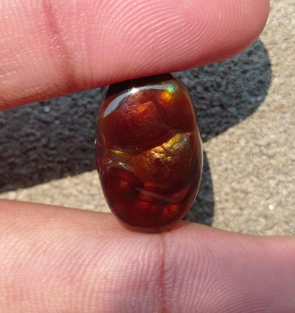 17.5ct Mexican Fire Agate,  Rare Fire Agate, Curved Oval Cabochon Fire Agate - Perfect gemstone Gift ,Dimensions  - 22x14 mm