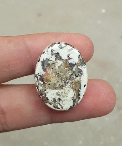 32ct Jasper - White Jasper Cabochon - 26x20mm