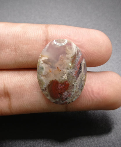 27.1ct Moss Agate - Red Moss Agate - 26x20x7mm