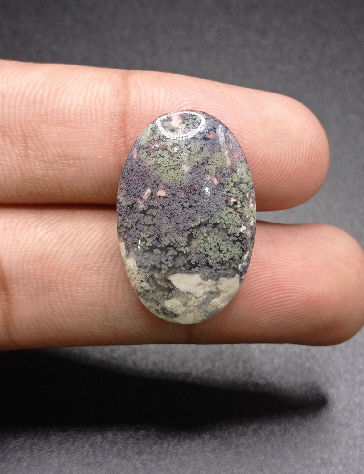 23.1ct Moss Agate - Gray Moss Agate - 28x18x6.8mm