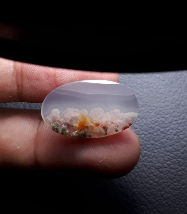 14.5ct Moss Agate - White Moss Agate - 25.2x15.2x5mm
