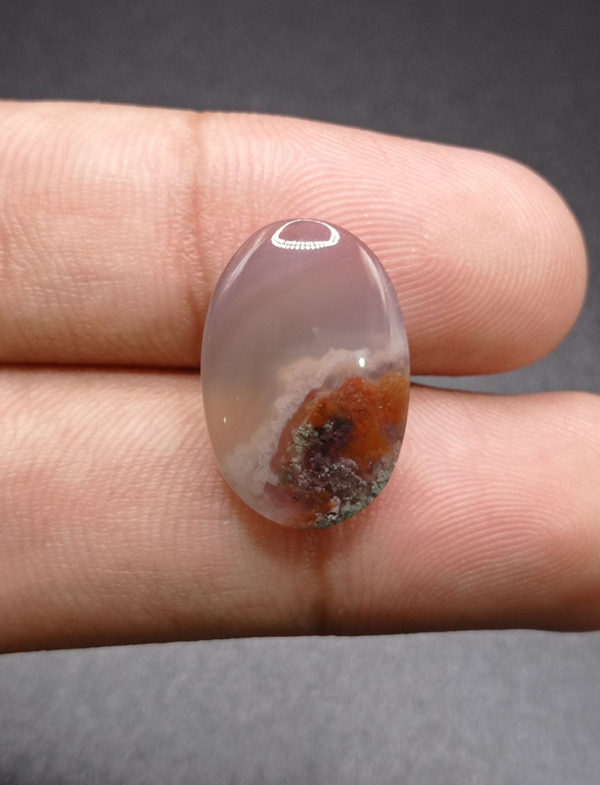 12.1ct Moss Agate - Red Moss Agate - 21x14x5mm