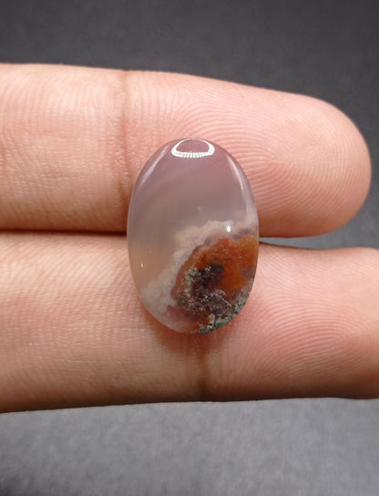 12.1ct Moss Agate - Red Moss Agate - 21x14x5mm