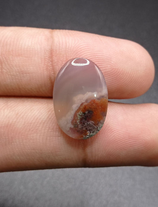 12.1ct Moss Agate - Red Moss Agate - 21x14x5mm