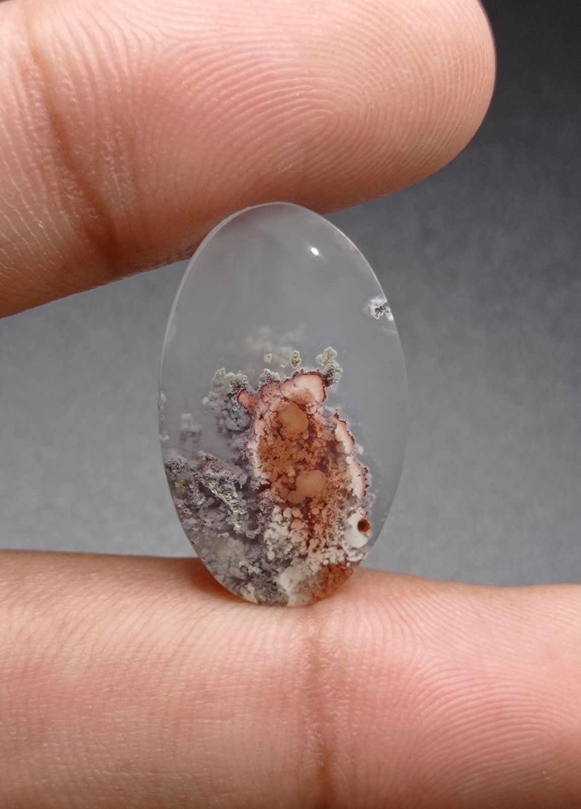 12.1ct Moss Agate - Red Moss Agate - 27.2x16.5x3.5mm
