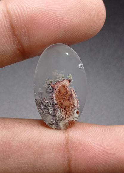 12.1ct Moss Agate - Red Moss Agate - 27.2x16.5x3.5mm