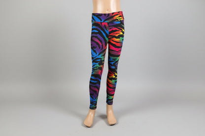 Vibrant colour zebra print leggings, full length