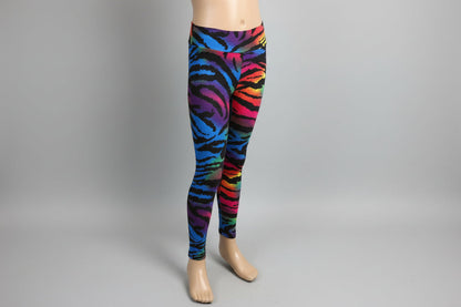 Vibrant colour zebra print leggings, full length