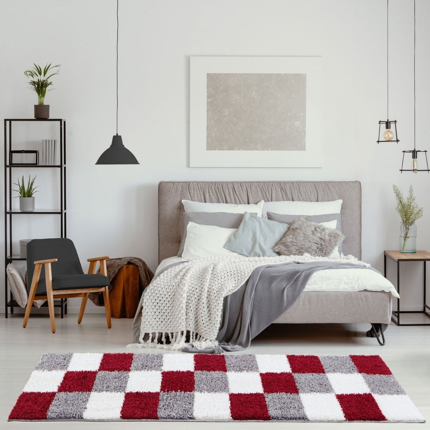 Myshaggy Geometric Red Rug