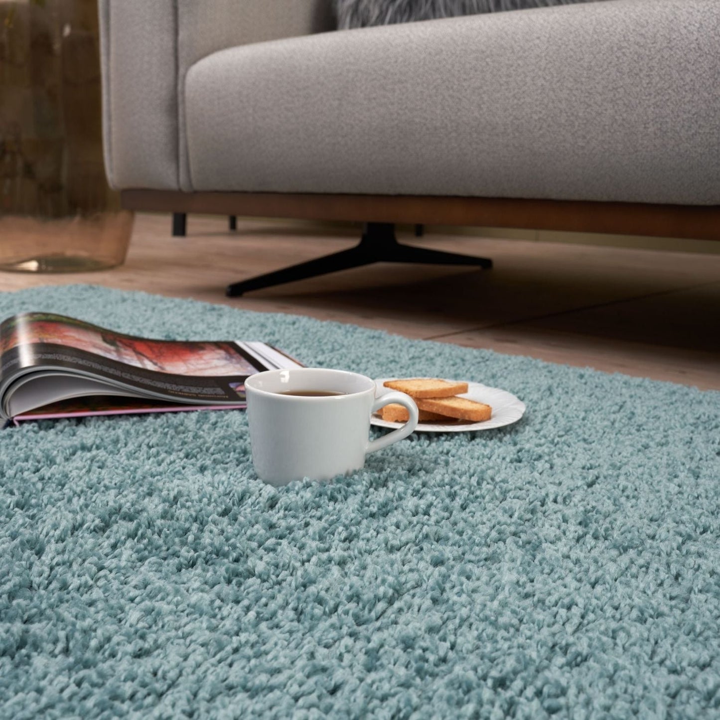Myshaggy Solid Duck Egg Blue Rug