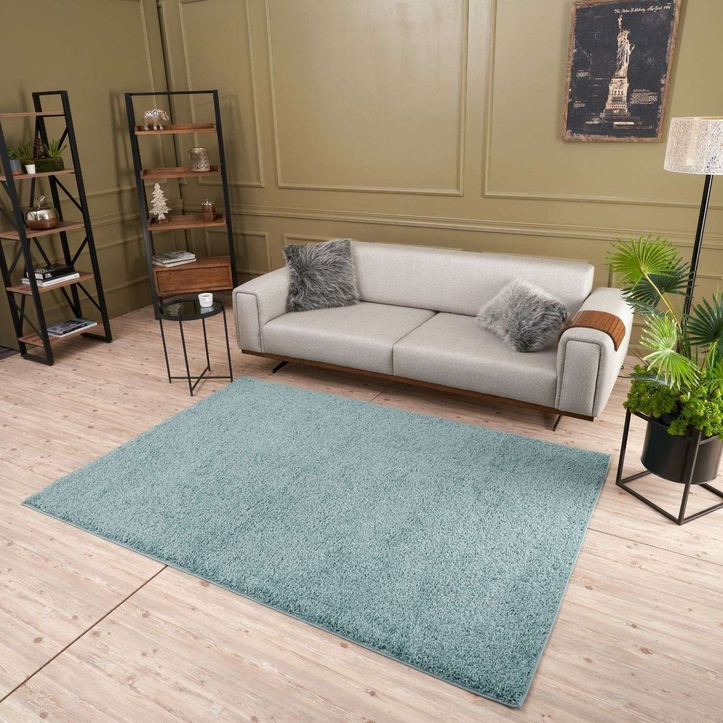 Myshaggy Solid Duck Egg Blue Rug