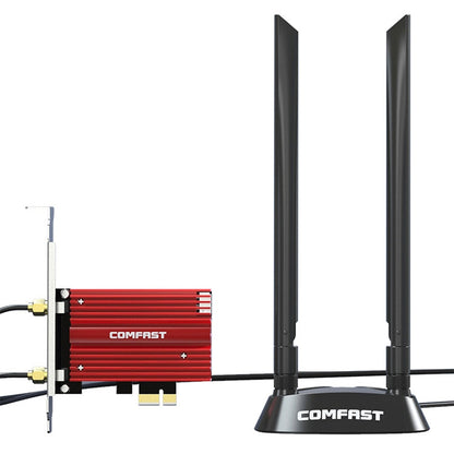 COMFAST CF-AX210 PLUS 5374Mbps Tri-band + Bluetooth 5.2 Wireless WiFi6E PCI-E Network Card, CF-AX210 PLUS