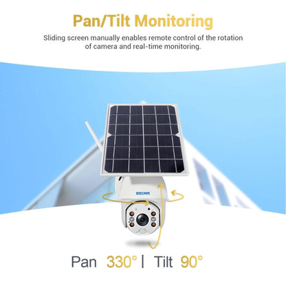 ESCAM QF280 HD 1080P IP66 Waterproof WiFi Solar Panel PT IP Camera with Battery, Support Night Vision / Motion Detection / TF Card / Two Way Audio, with Battery