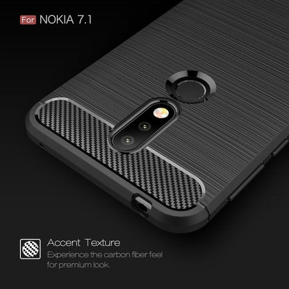 Brushed Texture Carbon Fiber Soft TPU Case for Nokia 7.1, Nokia 7.1