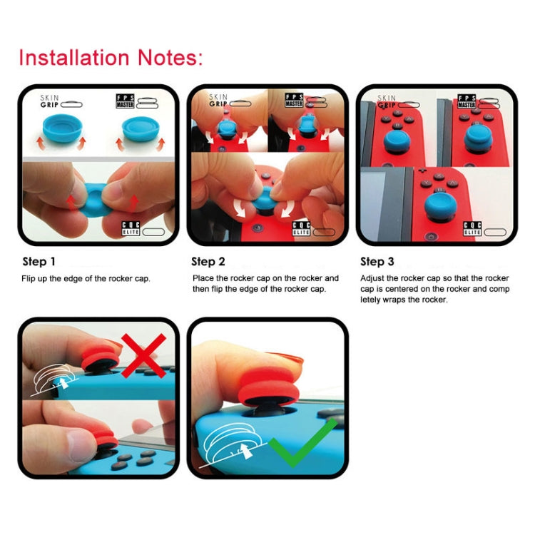 Left + Right Gamepad Rocker Cap Button Cover for Switch, For Switch(Red), For Switch(Black), For Switch(Blue + Magenta)