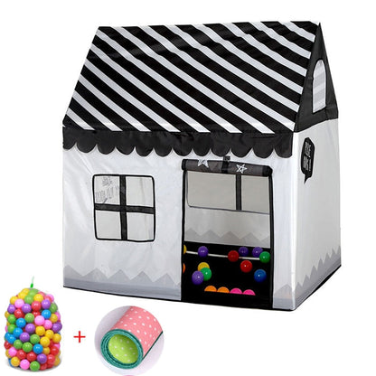 Household Children Printing Play Tent Small Game House with 50 Ocean Balls & Mat, with 50 Ocean Balls & Mat (Green), with 50 Ocean Balls & Mat (Light Pink), with 50 Ocean Balls & Mat (Black White), with 50 Ocean Balls & Mat (Pink)