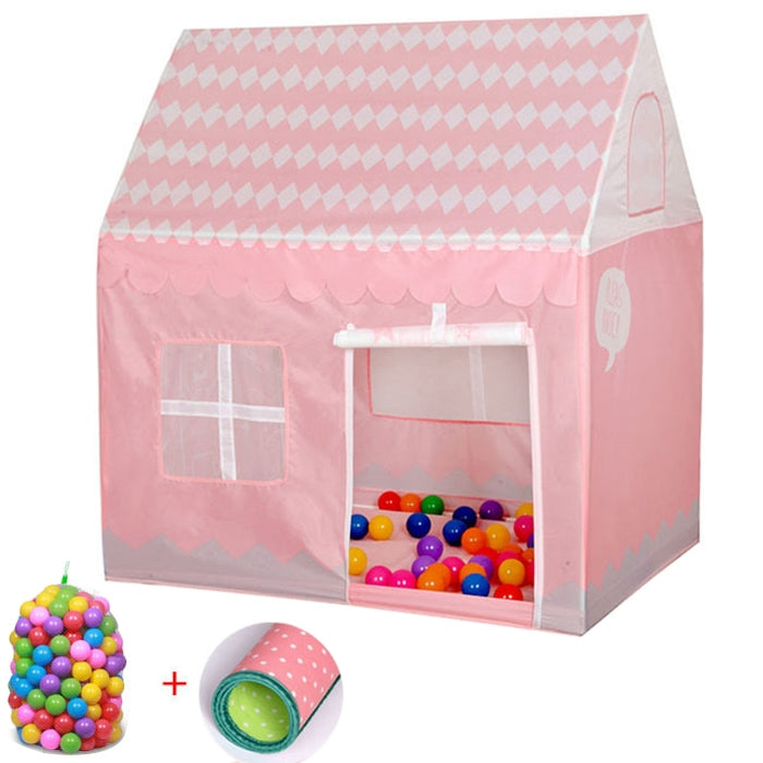 Household Children Printing Play Tent Small Game House with 50 Ocean Balls & Mat, with 50 Ocean Balls & Mat (Green), with 50 Ocean Balls & Mat (Light Pink), with 50 Ocean Balls & Mat (Black White), with 50 Ocean Balls & Mat (Pink)