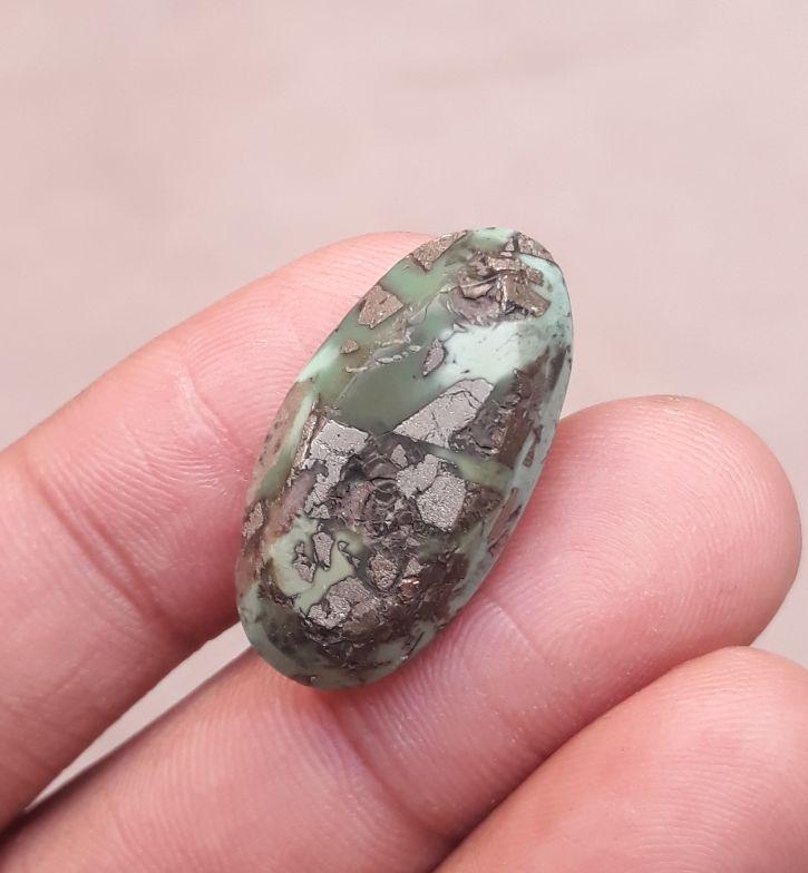 Natural Turquoise with Pyrite - Green Matrix Turquoise - 25.65ct 27x14x8mm