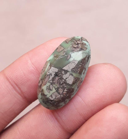 Natural Turquoise with Pyrite - Green Matrix Turquoise - 25.65ct 27x14x8mm