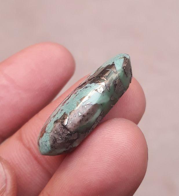Natural Turquoise with Pyrite - Green Matrix Turquoise - 25.65ct 27x14x8mm