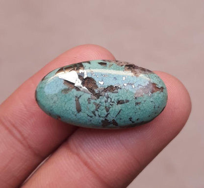 Natural Turquoise with Pyrite - Green Matrix Turquoise - 25.65ct 27x14x8mm