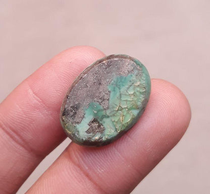 19.4ct Morenci Turquoise - Natural Turquoise - Green Matrix Turquoise - 22x16 mm
