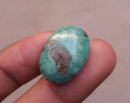 19.4ct Morenci Turquoise - Natural Turquoise - Green Matrix Turquoise - 22x16 mm