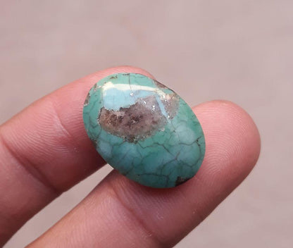 19.4ct Morenci Turquoise - Natural Turquoise - Green Matrix Turquoise - 22x16 mm