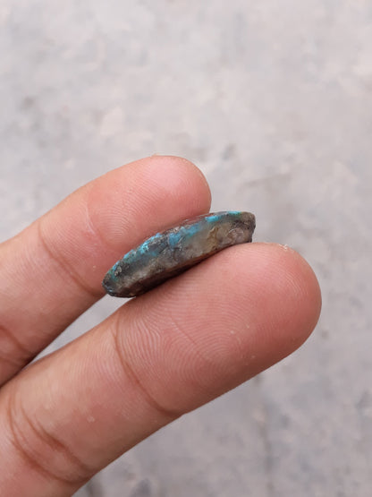 Natural Certified Turquoise with Pyrite - Blue Matrix Turquoise - Shajri Feroza-22.5ct-25x17mm