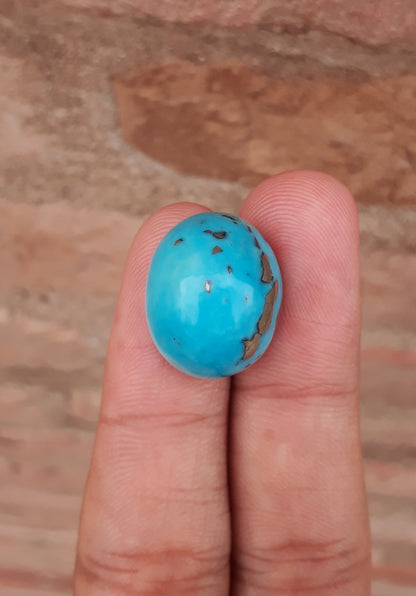 Natural Certified Turquoise with Pyrite - Blue Matrix Turquoise - Shajri Feroza-25.1Ct-20x17mm