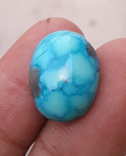 14.5ct Morenci Turquoise - Natural Certified Turquoise with Pyrite - Blue Matrix Turquoise - Shajri Feroza - 19x14mm