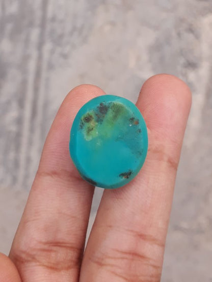 Natural Green Turquoise, Oval Shape - Persian Turquoise - Green Feroza - 21.7ct- 21x18mm