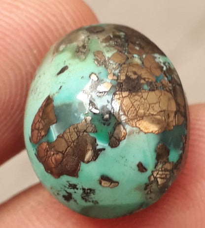 Natural Turquoise with Pyrite - Blue Matrix Turquoise - Shajri Feroza-21Ct