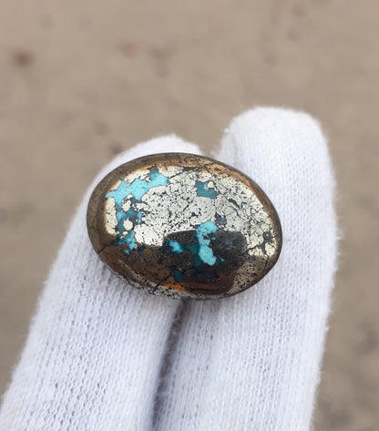 Natural Turquoise with Pyrite - Blue Matrix Turquoise - Shajri Feroza-44Ct