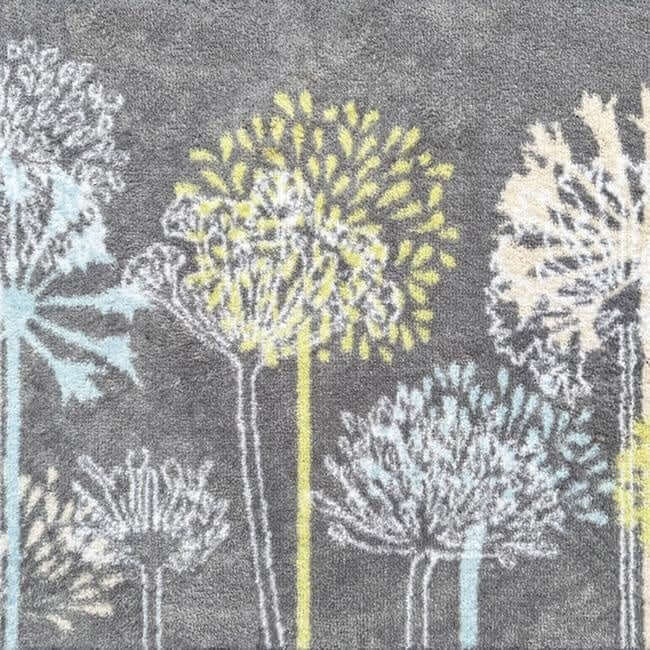 Eco-Washable Floral Design Mat in Grey