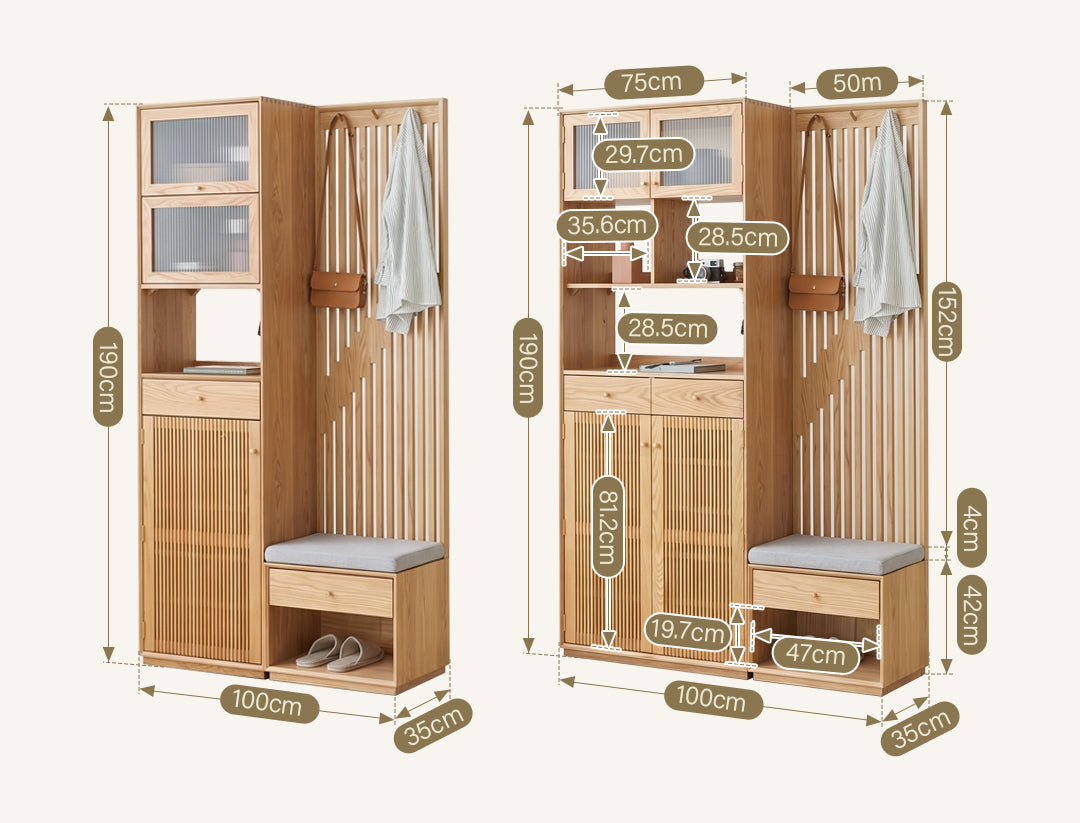 Nidda Oak Shoe Storage With Bench