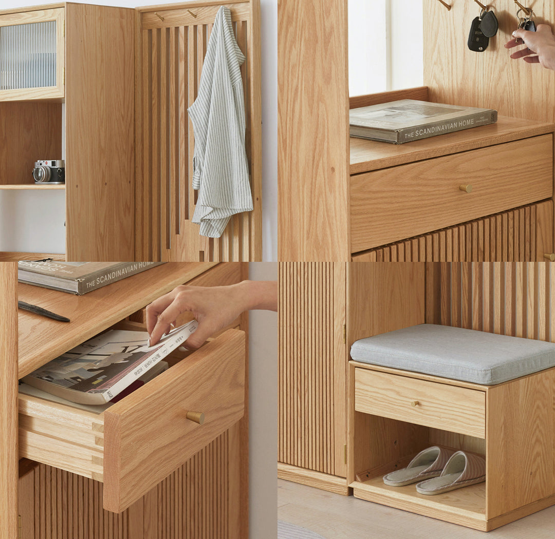 Nidda Oak Shoe Storage With Bench