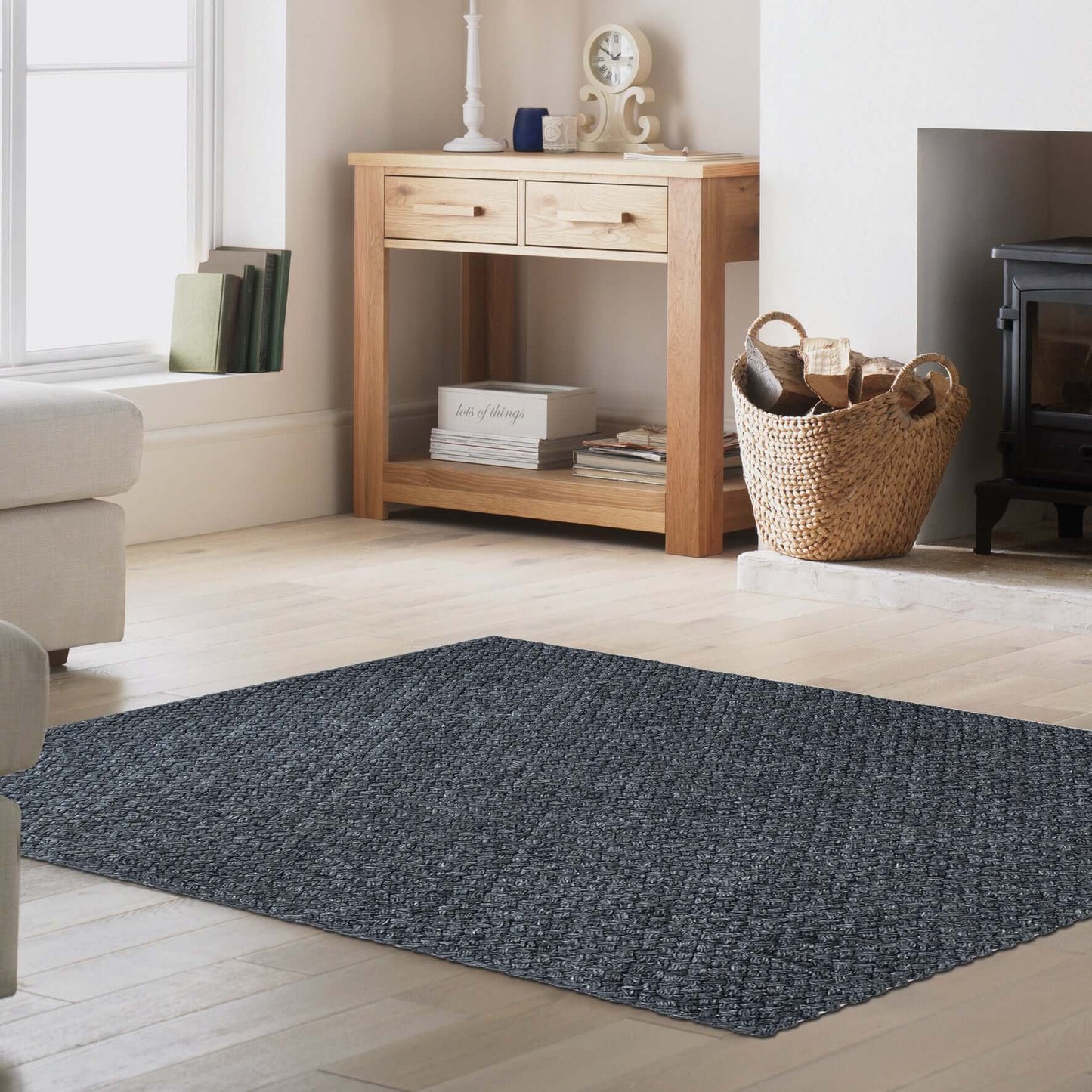 Solid Design Recycled Low Pile Eco Rug | Nila