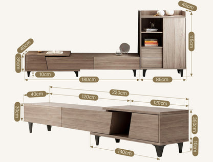 Noric Media Units, Extendable TV Stand, Coffee Table, Side Cabinet