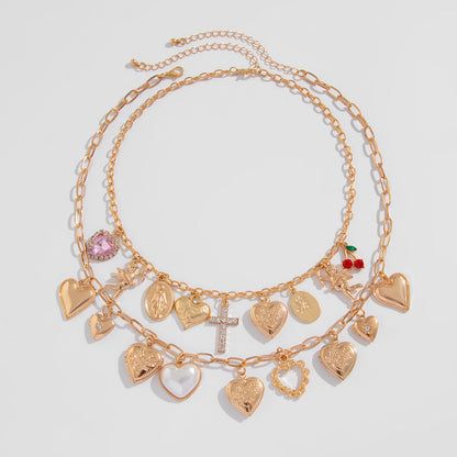 Ocean Wind Love Heart Pendant Chain Necklace