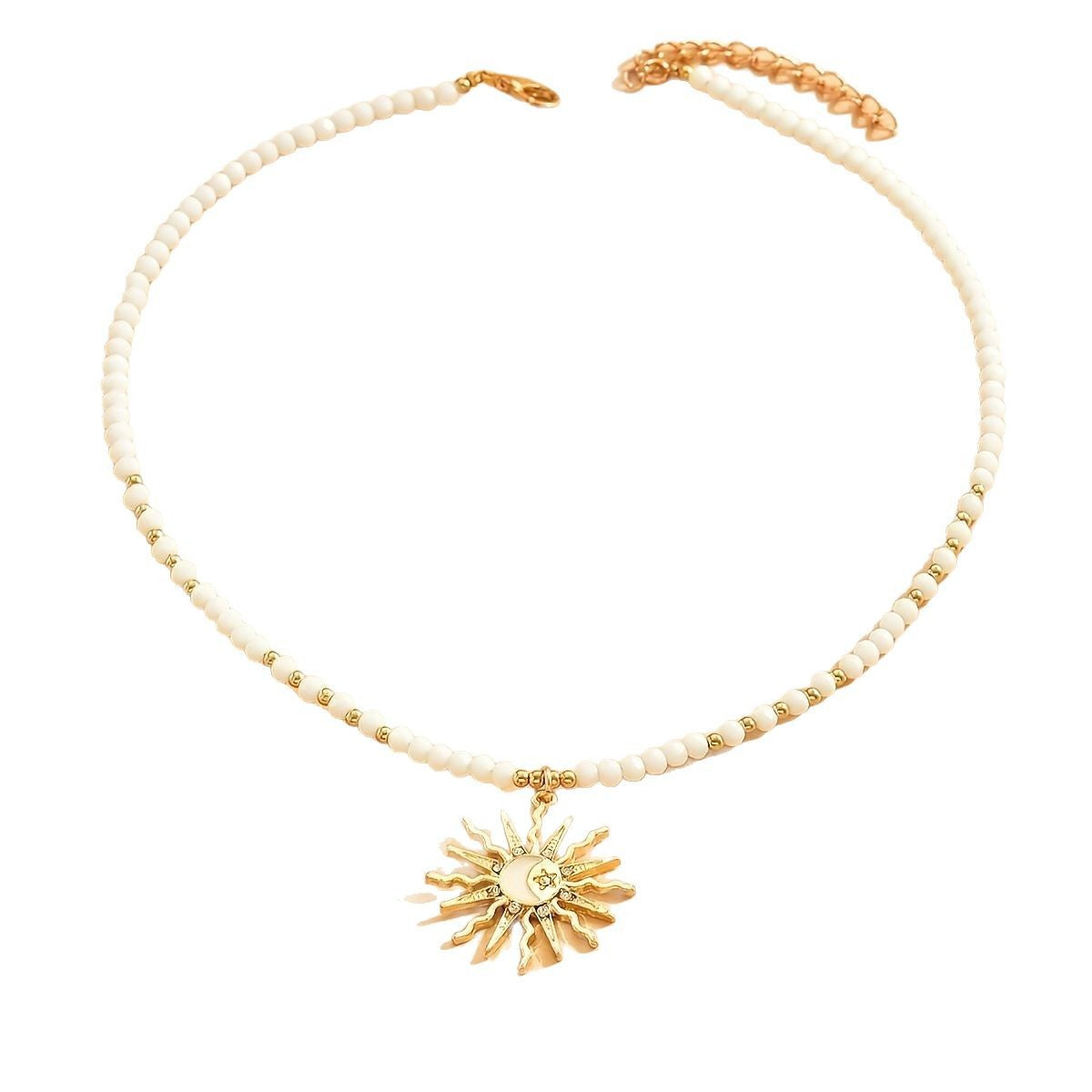 Rhinestone Dripping Sun Pendant Necklace