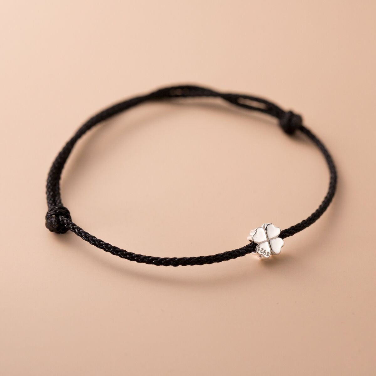 Silver Four-Leaf Clover Woven Bracelet, S925