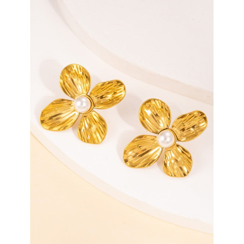 Retro Gold Leaf Petal Jewellery Set