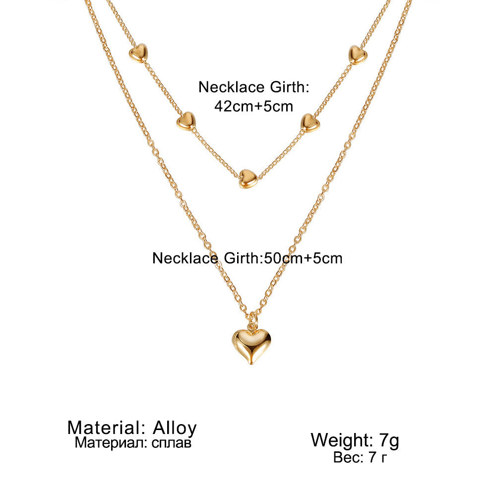 Double Layer Heart Pendant Necklace