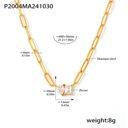 Gold Plated Stainless Steel Zircon Necklace