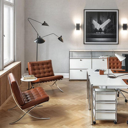 Barcelona Chair And Ottoman, Brown Leather