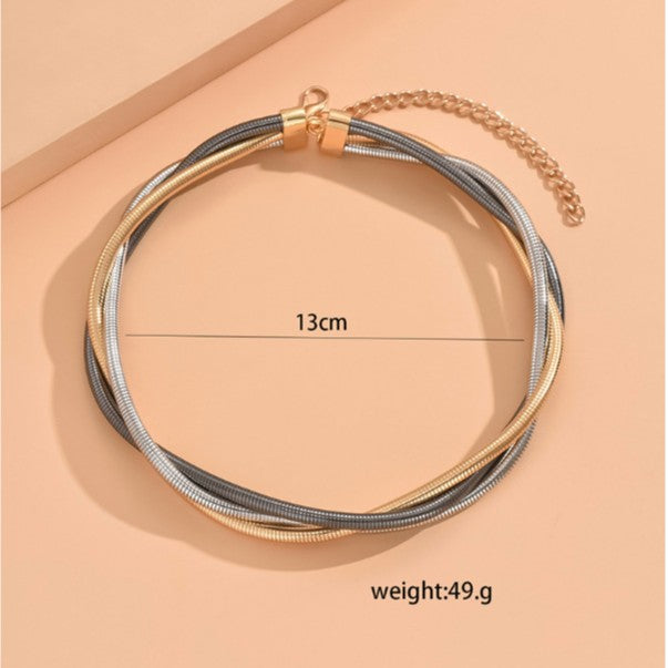 Metal Simple Three-Woven Winding Necklace