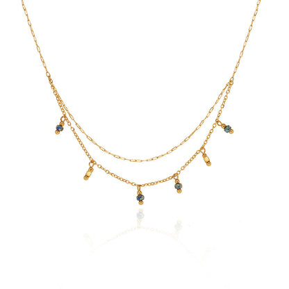 Antique Blue Beads Handmade Pendant Necklace
